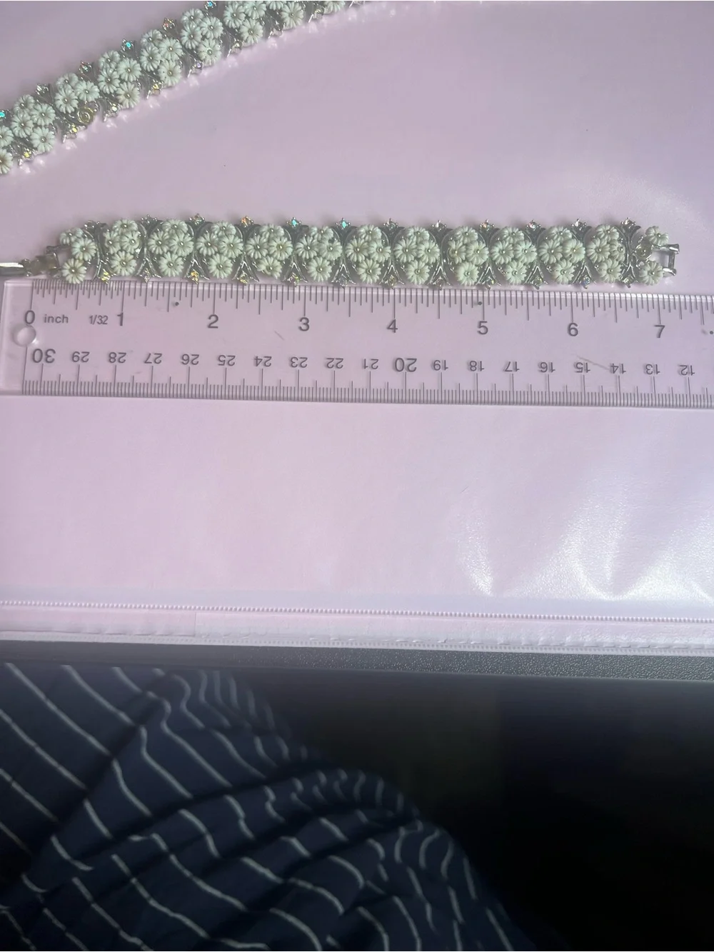 Vintage Daisy Rhinestone Demi-Parure, Molded Daisy Set, Mid-Century Silver-Tone